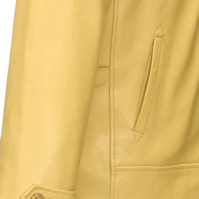 Men's Beige Burn Leather Jacket