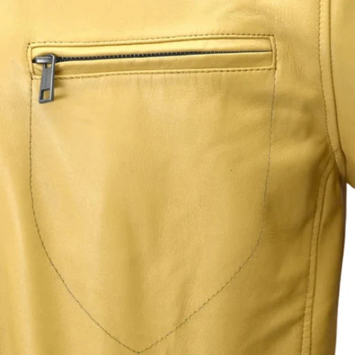 Men's Beige Burn Leather Jacket