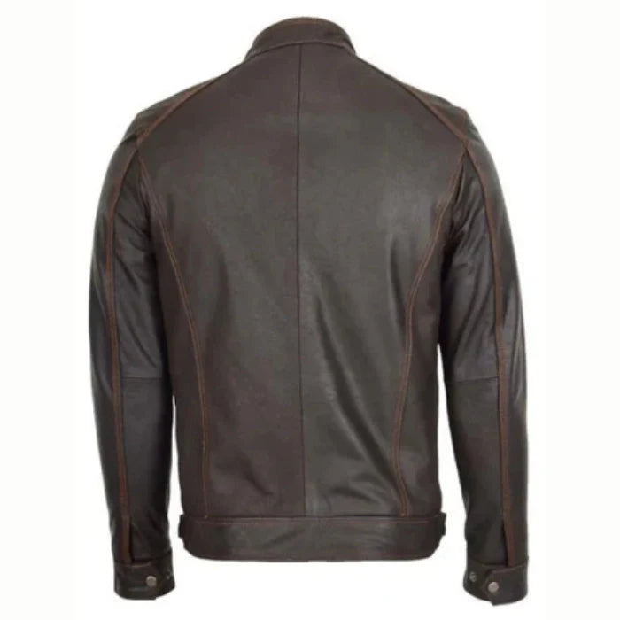 Men's Brown Ethan Classic Leather Biker Jacket