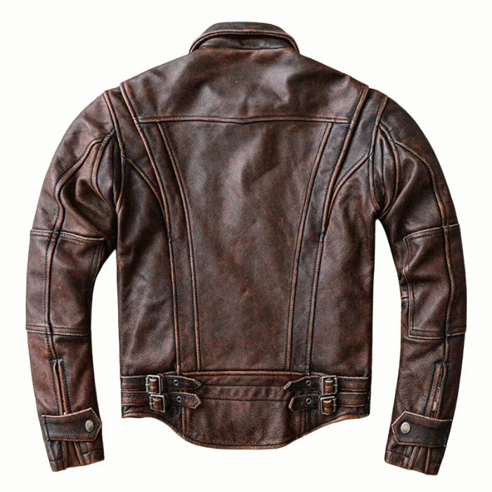 Men's Brown Vintage Biker Genuine Leather Jacket