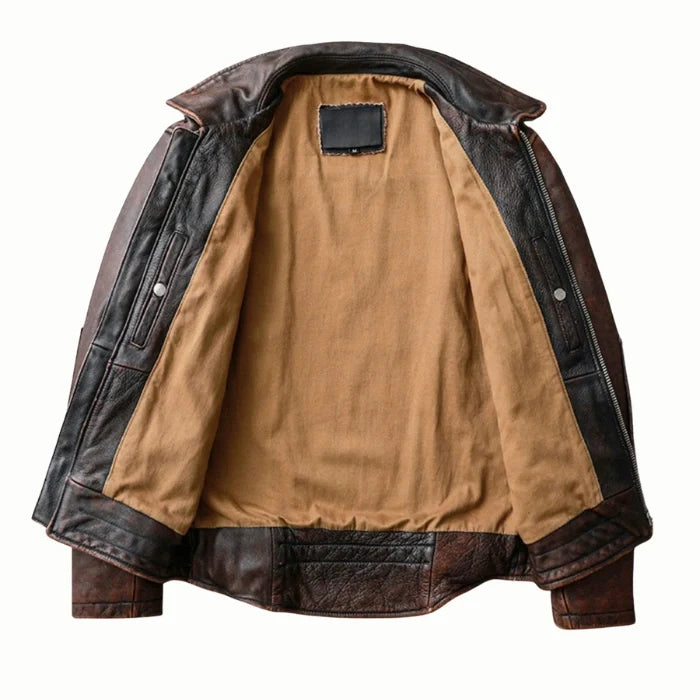 Men's Brown Vintage Biker Genuine Leather Jacket