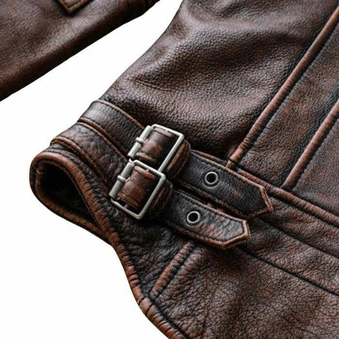 Men's Brown Vintage Biker Genuine Leather Jacket