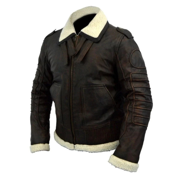 Men's Distressed Shearling Leather Jacket