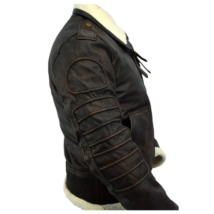 Men's Distressed Shearling Leather Jacket