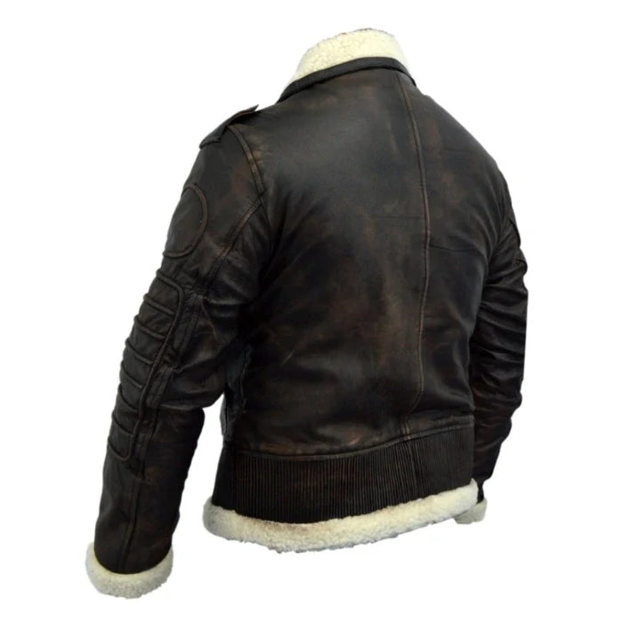 Men's Distressed Shearling Leather Jacket
