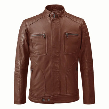 Men's Tan Rebellion Leather Biker Jacket