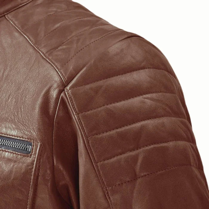 Men's Tan Rebellion Leather Biker Jacket