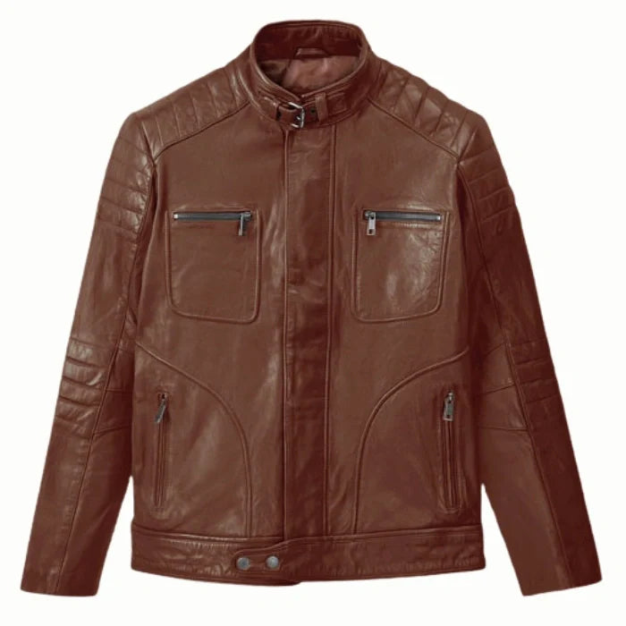 Men's Tan Rebellion Leather Biker Jacket