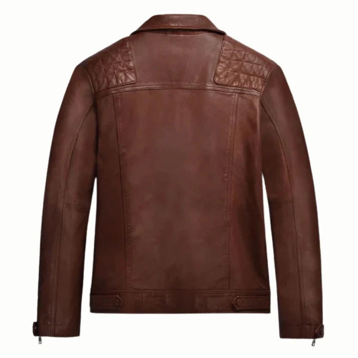 Men's Tan Veil Leather Biker Jacket