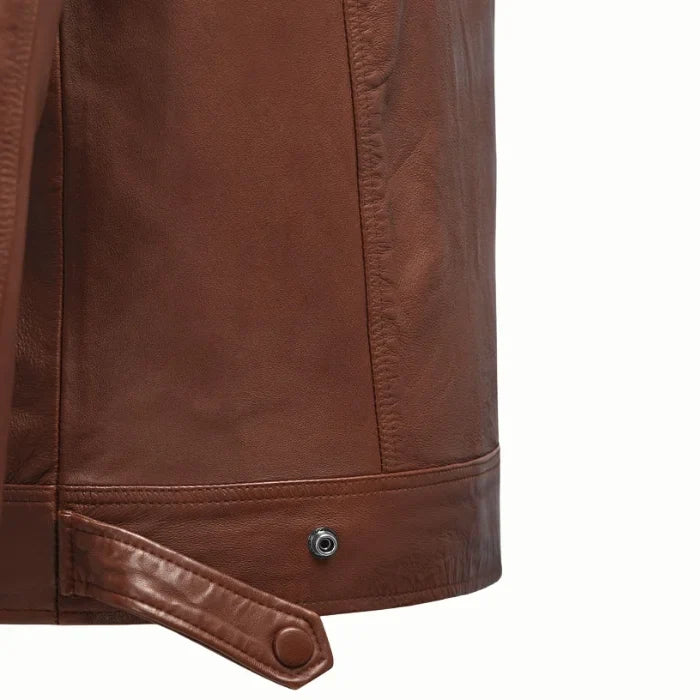 Men's Tan Veil Leather Biker Jacket