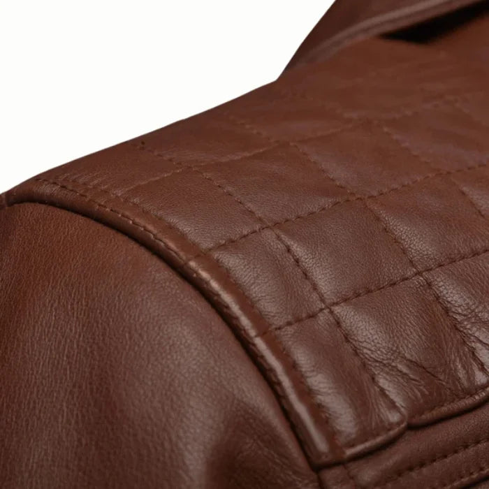 Men's Tan Veil Leather Biker Jacket