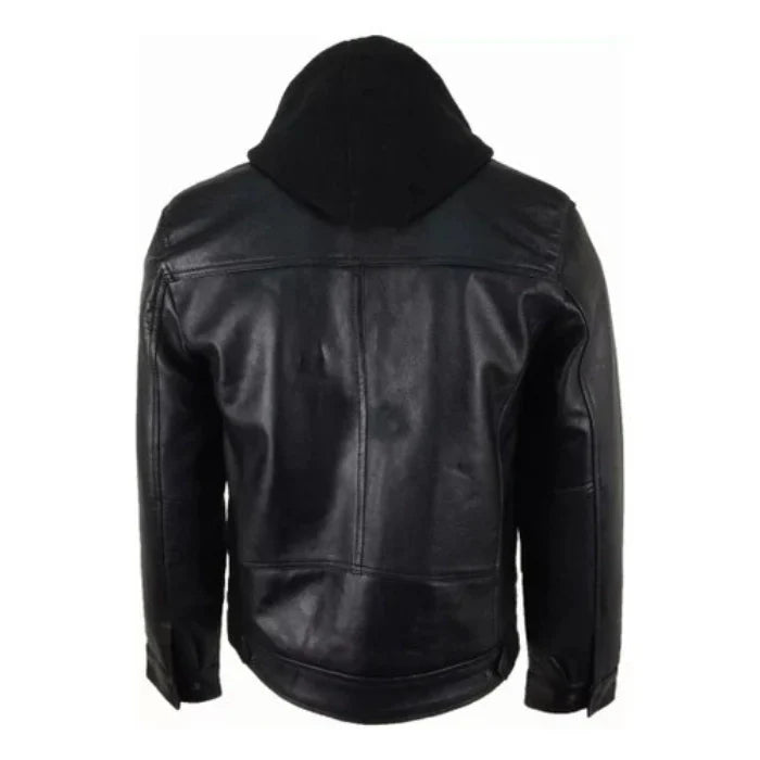 Men's Black Renegade Hooded Leather Jacket