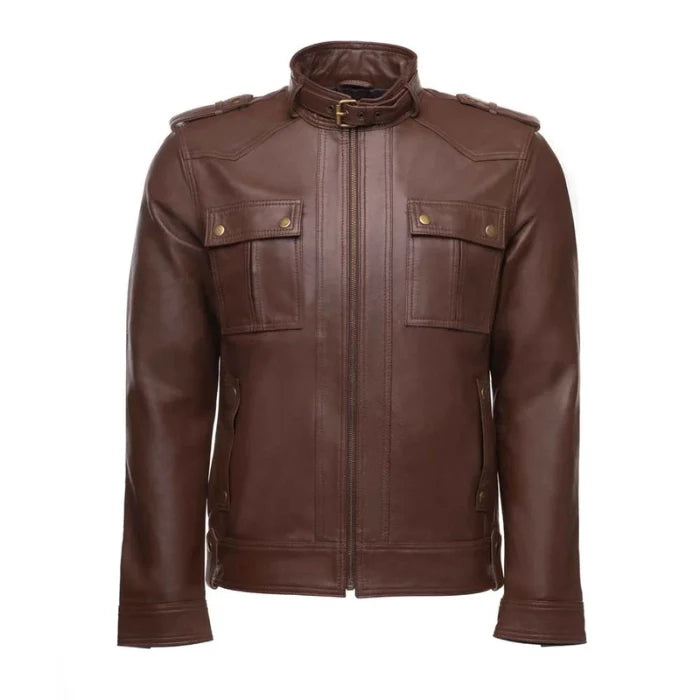 Men's Brown Obsidian Biker Leather Jacket