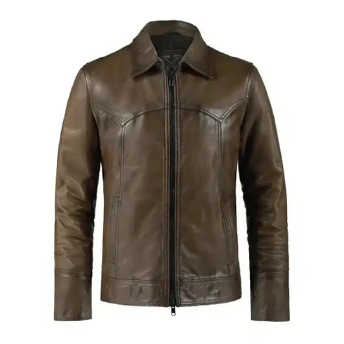 Men's Brown Vintage Phonics Leather Jacket