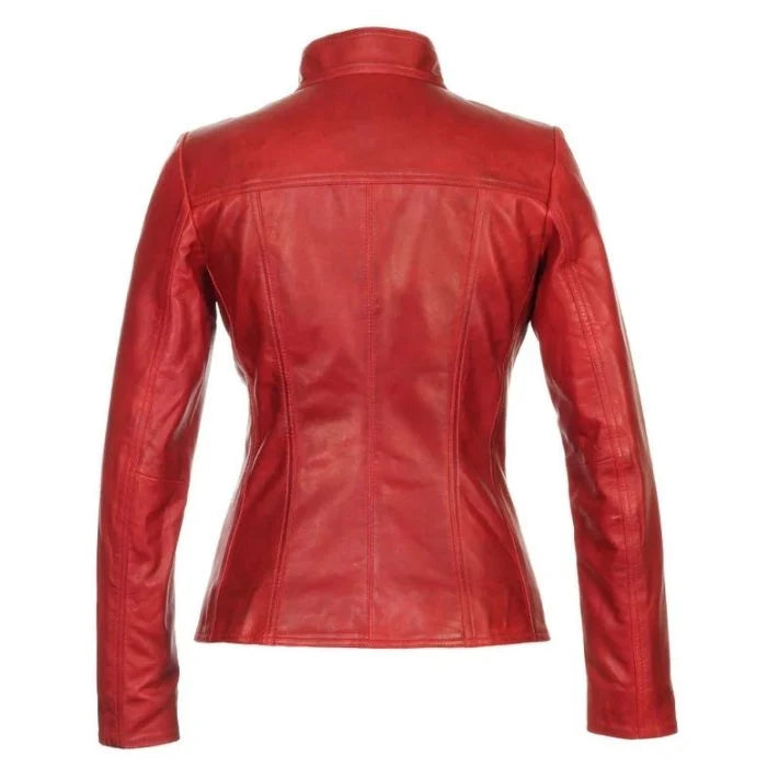Women's Red Versona Leather Jacket