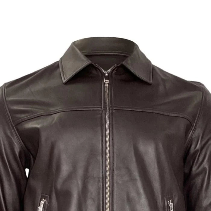 Brown leather jacket for men on a white background