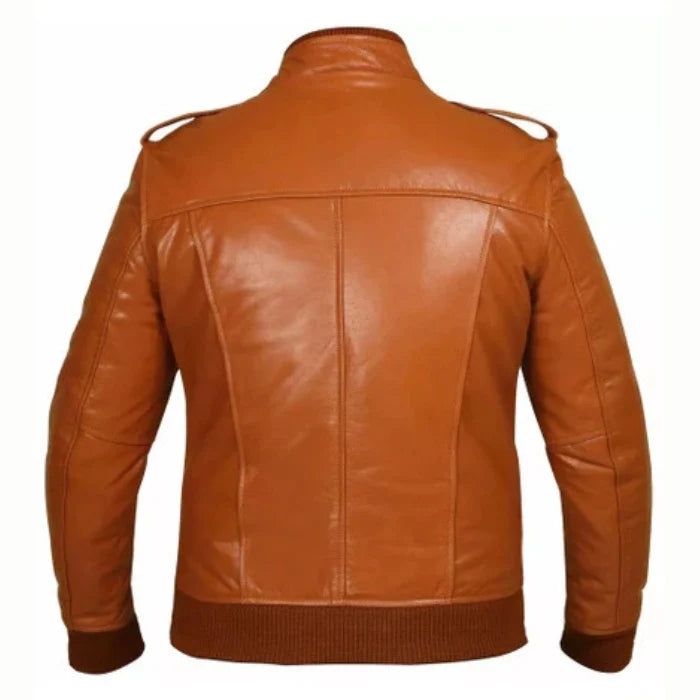 Tan Touring Motorcycle Bomber Leather Jacket