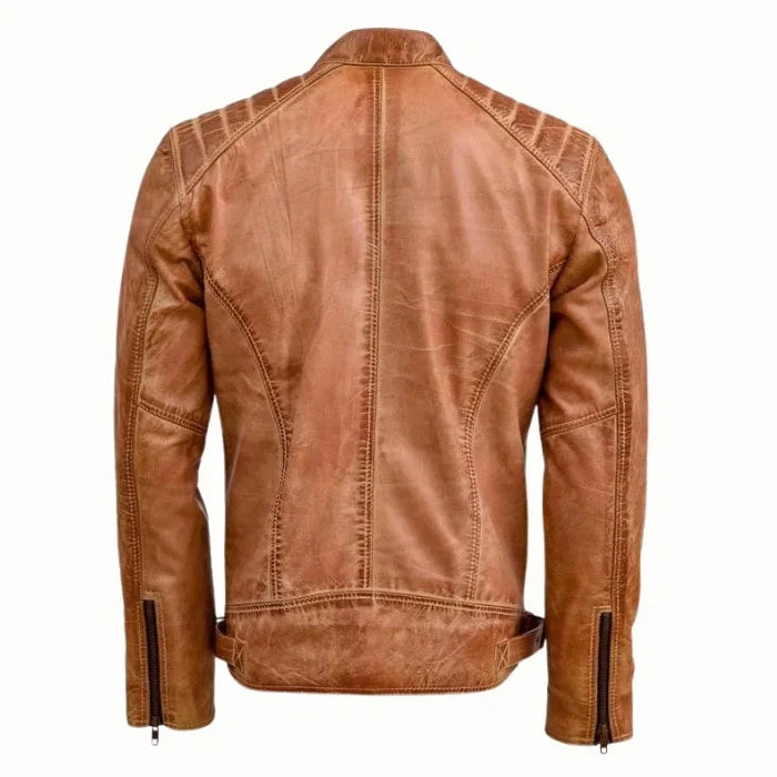 Men's Tan Nexus Leather Biker Jacket