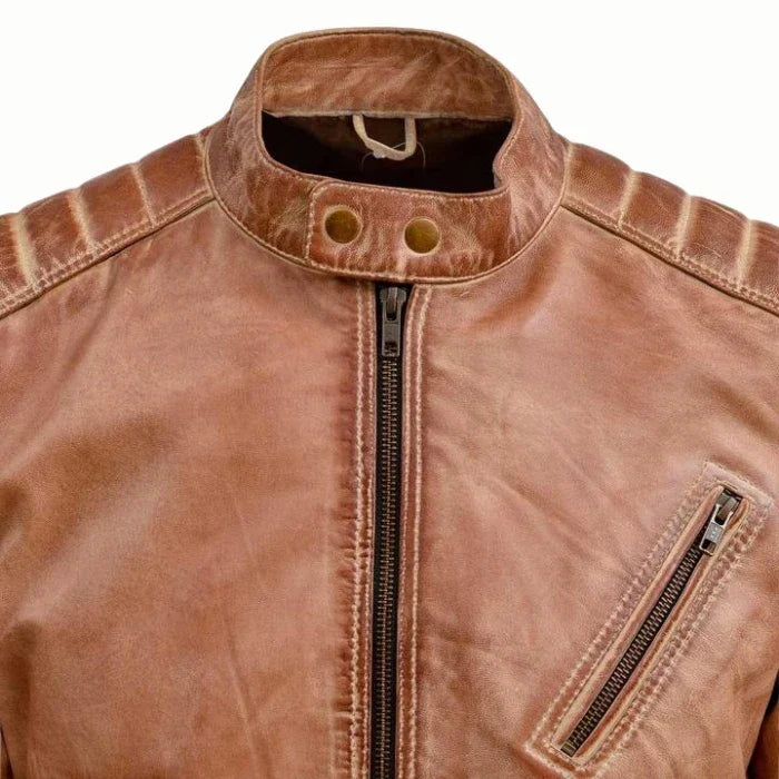 Men's Tan Nexus Leather Biker Jacket